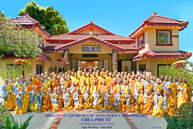 KHÓA AN CƯ TẬP TRUNG CHƯ TĂNG, NI BẮC CALIFORNIA TẠI CHÙA PHỔ TỪ, HAYWARD NGÀY 04.07.2026